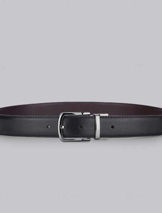 New OUKU Men's Dress Belt Retro Casual Leather Belt Double-Sided Ratchet Belt Cowhide Alloy Pin Buckle Belt Stylish Gentleman Black