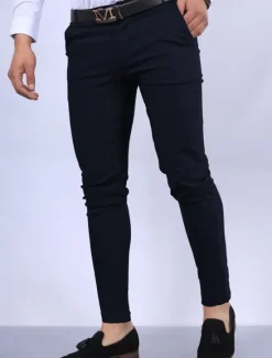 OUKU Men's Dress Pants Chinos Chino Pants Pocket Plain Comfort Business Daily Classic Style Black White Micro-elastic