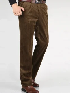 Sale OUKU Men's Dress Pants Corduroy Pants Winter Pants Trousers Slacks Pocket Plain Comfort Breathable Outdoor Daily Going out Fashion Casual Black Army Green