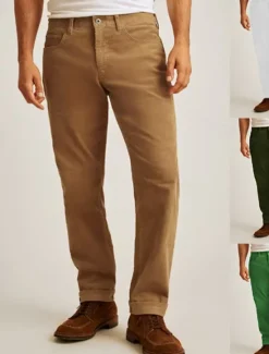 Outlet OUKU Men's Dress Pants Corduroy Pants Trousers Suit Pants Pocket Plain Comfort Soft Full Length Outdoor Business Daily Fashion Streetwear ArmyGreen White