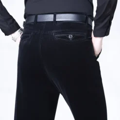 Best OUKU Men's Dress Pants Corduroy Pants Trousers Chinos Buttons Pocket Plain Comfort Wearable Formal Party Work Fashion Classic Style Black Wine Micro-elastic