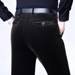 Best OUKU Men's Dress Pants Corduroy Pants Trousers Chinos Buttons Pocket Plain Comfort Wearable Formal Party Work Fashion Classic Style Black Wine Micro-elastic