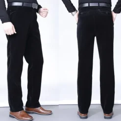 Best OUKU Men's Dress Pants Corduroy Pants Trousers Chinos Buttons Pocket Plain Comfort Wearable Formal Party Work Fashion Classic Style Black Wine Micro-elastic