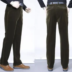 Best OUKU Men's Dress Pants Corduroy Pants Trousers Chinos Buttons Pocket Plain Comfort Wearable Formal Party Work Fashion Classic Style Black Wine Micro-elastic