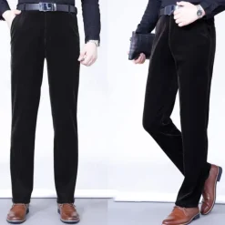 Best OUKU Men's Dress Pants Corduroy Pants Trousers Chinos Buttons Pocket Plain Comfort Wearable Formal Party Work Fashion Classic Style Black Wine Micro-elastic