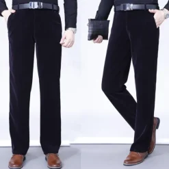 Best OUKU Men's Dress Pants Corduroy Pants Trousers Chinos Buttons Pocket Plain Comfort Wearable Formal Party Work Fashion Classic Style Black Wine Micro-elastic
