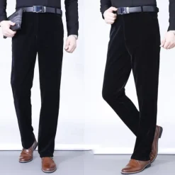 Best OUKU Men's Dress Pants Corduroy Pants Trousers Chinos Buttons Pocket Plain Comfort Wearable Formal Party Work Fashion Classic Style Black Wine Micro-elastic