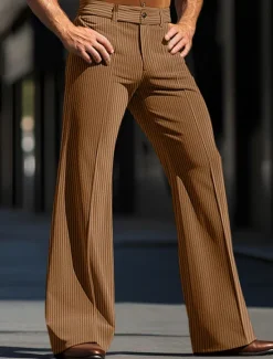 Hot OUKU Men's Dress Pants Corduroy Pants Flared Pants Bell Bottom Trousers Pocket Plain Comfort Business Daily Holiday Fashion Chic & Modern White Brown