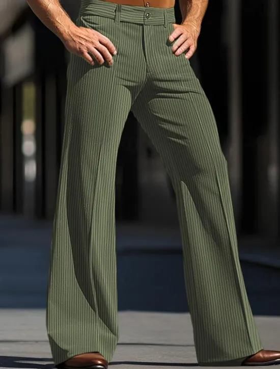 Hot OUKU Men's Dress Pants Corduroy Pants Flared Pants Bell Bottom Trousers Pocket Plain Comfort Business Daily Holiday Fashion Chic & Modern White Brown