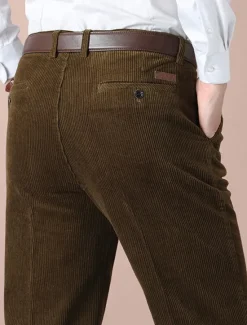 New OUKU Men's Dress Pants Corduroy Pants Trousers Chinos Buttons Pocket Straight Leg Plain Comfort Formal Party Work Fashion Classic Style Dark Khaki Light Khaki Micro-elastic