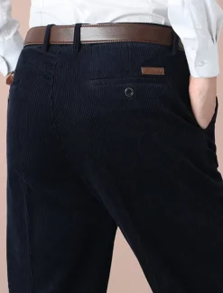 New OUKU Men's Dress Pants Corduroy Pants Trousers Chinos Buttons Pocket Straight Leg Plain Comfort Formal Party Work Fashion Classic Style Dark Khaki Light Khaki Micro-elastic