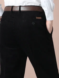 New OUKU Men's Dress Pants Corduroy Pants Trousers Chinos Buttons Pocket Straight Leg Plain Comfort Formal Party Work Fashion Classic Style Dark Khaki Light Khaki Micro-elastic