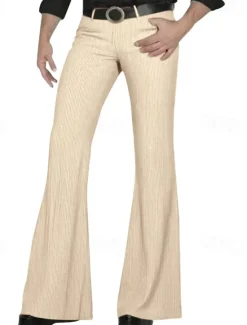 Clearance OUKU Men's Dress Pants Corduroy Pants Flared Pants Trousers Chinos Pocket Buttons Plain Comfort Formal Party Work Fashion Classic Style Black White Micro-elastic