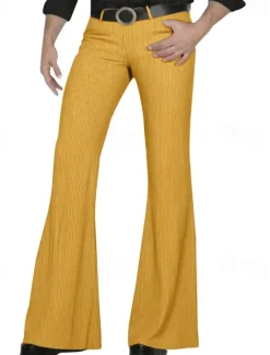 Clearance OUKU Men's Dress Pants Corduroy Pants Flared Pants Trousers Chinos Pocket Buttons Plain Comfort Formal Party Work Fashion Classic Style Black White Micro-elastic