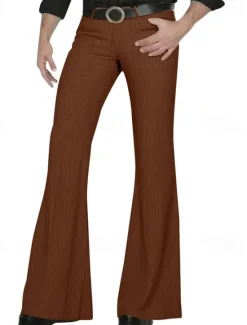 Clearance OUKU Men's Dress Pants Corduroy Pants Flared Pants Trousers Chinos Pocket Buttons Plain Comfort Formal Party Work Fashion Classic Style Black White Micro-elastic