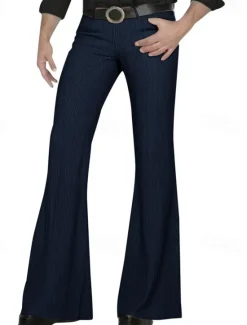 Clearance OUKU Men's Dress Pants Corduroy Pants Flared Pants Trousers Chinos Pocket Buttons Plain Comfort Formal Party Work Fashion Classic Style Black White Micro-elastic