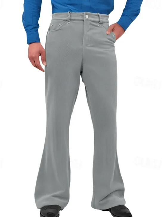 Sale OUKU Men's Dress Pants Corduroy Pants Flared Pants Trousers Chinos Pocket Buttons Plain Comfort Formal Party Work Fashion Classic Style Black White Micro-elastic