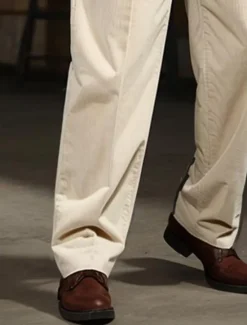 Discount OUKU Men's Dress Pants Corduroy Pants Trousers Buttons Straight Leg Plain Comfort Soft Full Length Formal Office Casual Stylish Simple Loose Fit Black White High Waist Micro-elastic