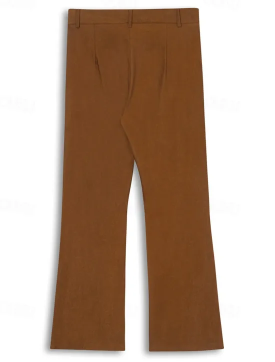 Clearance OUKU Men's Dress Pants Flared Pants Bell Bottom Trousers Suit Pants Pocket Plain Comfort Breathable Full Length Outdoor Daily Going out Fashion Casual Black White Micro-elastic