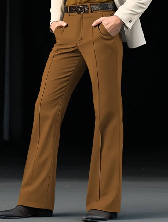 New OUKU Men's Dress Pants Flared Pants Bell Bottom Trousers Pocket Plain Comfort Breathable Wedding Outdoor Daily Fashion Casual Black White
