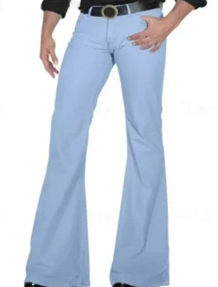 Outlet OUKU Men's Dress Pants Flared Pants Bell Bottom Trousers Suit Pants Pocket Plain Comfort Soft Full Length Wedding Party Business Fashion Streetwear Black White