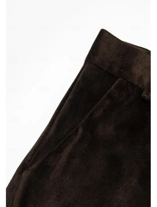 Clearance OUKU Men's Dress Pants Flared Pants Bell Bottom Trousers Suit Pants Front Pocket Plain Comfort Business Daily Holiday Fashion Chic & Modern Yellow Brown