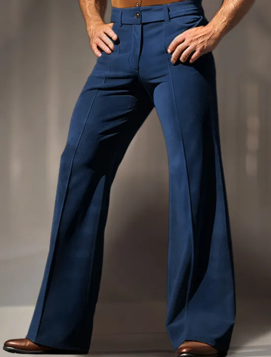 Outlet OUKU Men's Dress Pants Flared Pants Trousers Velvet Pants Pocket Plain Comfort Breathable Outdoor Daily Going out Fashion Casual Blue Green