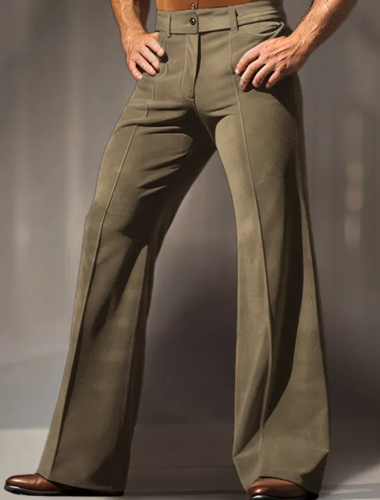 Outlet OUKU Men's Dress Pants Flared Pants Trousers Velvet Pants Pocket Plain Comfort Breathable Outdoor Daily Going out Fashion Casual Blue Green