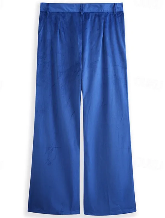Outlet OUKU Men's Dress Pants Flared Pants Trousers Velvet Pants Pocket Plain Comfort Breathable Outdoor Daily Going out Fashion Casual Blue Green