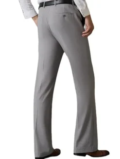 Online OUKU Men's Dress Pants Flared Pants Trousers Suit Pants Pocket Plain Comfort Breathable Outdoor Daily Going out Fashion Casual Black White