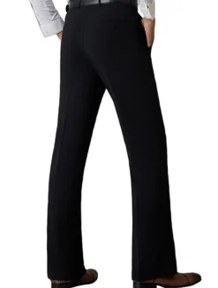 Online OUKU Men's Dress Pants Flared Pants Trousers Suit Pants Pocket Plain Comfort Breathable Outdoor Daily Going out Fashion Casual Black White