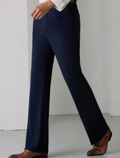 Online OUKU Men's Dress Pants Flared Pants Trousers Suit Pants Pocket Plain Comfort Breathable Outdoor Daily Going out Fashion Casual Black White