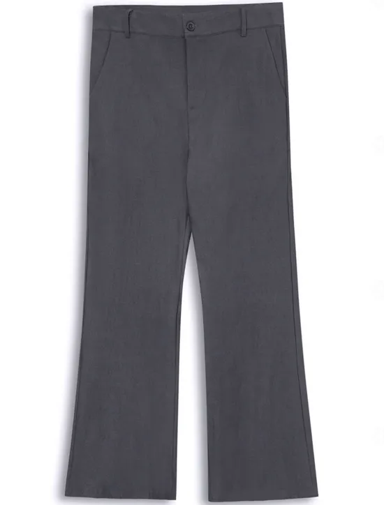 Online OUKU Men's Dress Pants Flared Pants Trousers Suit Pants Pocket Plain Comfort Breathable Full Length Outdoor Daily Going out Fashion Casual White Khaki Stretchy