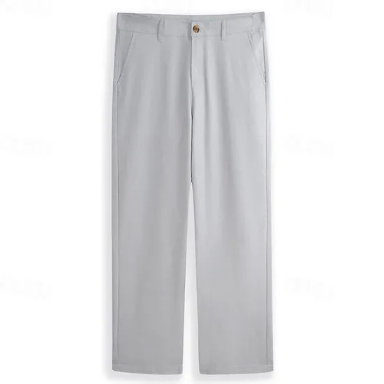Outlet OUKU Men's Dress Pants Linen Pants Trousers Summer Pants Buttons Front Pocket Straight Leg Plain Comfort Breathable Casual Daily Holiday Fashion Basic Black White