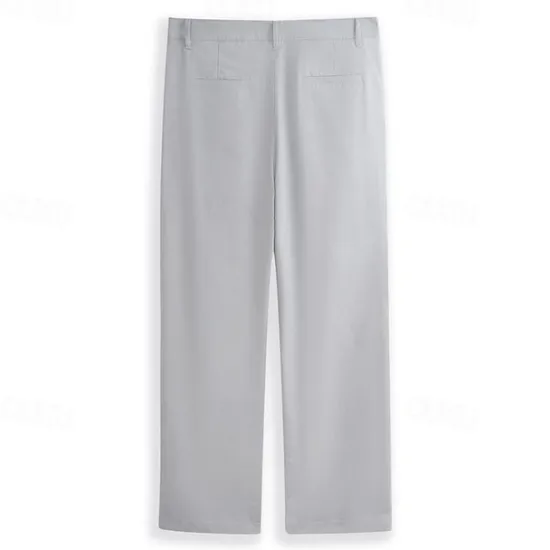 Outlet OUKU Men's Dress Pants Linen Pants Trousers Summer Pants Buttons Front Pocket Straight Leg Plain Comfort Breathable Casual Daily Holiday Fashion Basic Black White