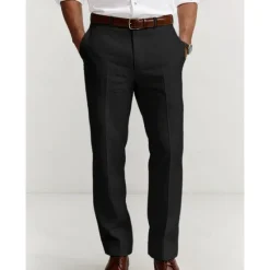 Sale OUKU Men's Dress Pants Linen Pants Trousers Summer Pants Buttons Front Pocket Straight Leg Plain Comfort Breathable Casual Daily Holiday Fashion Basic Black White