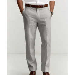 Sale OUKU Men's Dress Pants Linen Pants Trousers Summer Pants Buttons Front Pocket Straight Leg Plain Comfort Breathable Casual Daily Holiday Fashion Basic Black White