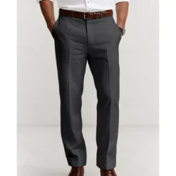 Sale OUKU Men's Dress Pants Linen Pants Trousers Summer Pants Buttons Front Pocket Straight Leg Plain Comfort Breathable Casual Daily Holiday Fashion Basic Black White