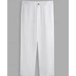 New OUKU Men's Dress Pants Linen Pants Trousers Summer Pants Beach Pants Straight Leg Plain Comfort Outdoor Casual Daily Streetwear Stylish White Navy Blue