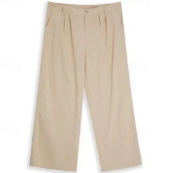 Hot OUKU Men's Dress Pants Linen Pants Trousers Summer Pants Pleated Pants Front Pocket Straight Leg Plain Comfort Breathable Full Length Casual Daily Holiday Fashion Streetwear Black White