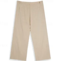 Hot OUKU Men's Dress Pants Linen Pants Trousers Summer Pants Pleated Pants Front Pocket Straight Leg Plain Comfort Breathable Full Length Casual Daily Holiday Fashion Streetwear Black White