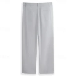 Sale OUKU Men's Dress Pants Linen Pants Summer Pants Buttons Front Pocket Straight Leg Plain Comfort Breathable Casual Daily Holiday Fashion Basic Black White
