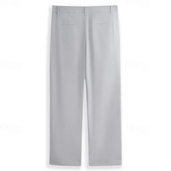 Sale OUKU Men's Dress Pants Linen Pants Summer Pants Buttons Front Pocket Straight Leg Plain Comfort Breathable Casual Daily Holiday Fashion Basic Black White