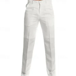 Best OUKU Men's Dress Pants Linen Pants Trousers Summer Pants Beach Pants Straight Leg Plain Comfort Outdoor Casual Daily Streetwear Stylish Black White