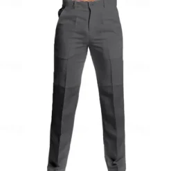Best OUKU Men's Dress Pants Linen Pants Trousers Summer Pants Beach Pants Straight Leg Plain Comfort Outdoor Casual Daily Streetwear Stylish Black White