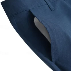 Best OUKU Men's Dress Pants Linen Pants Trousers Summer Pants Beach Pants Straight Leg Plain Comfort Outdoor Casual Daily Streetwear Stylish Black White