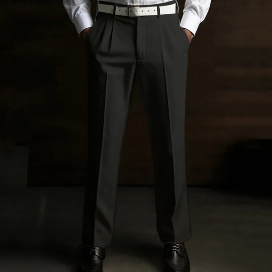 Best OUKU Men's Dress Pants Linen Pants Summer Pants Pleated Plain Soft Office Chic & Modern Black White