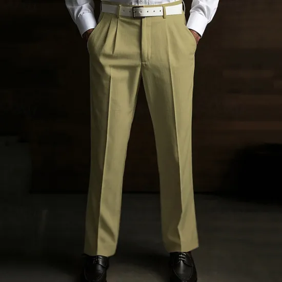 Best OUKU Men's Dress Pants Linen Pants Summer Pants Pleated Plain Soft Office Chic & Modern Black White