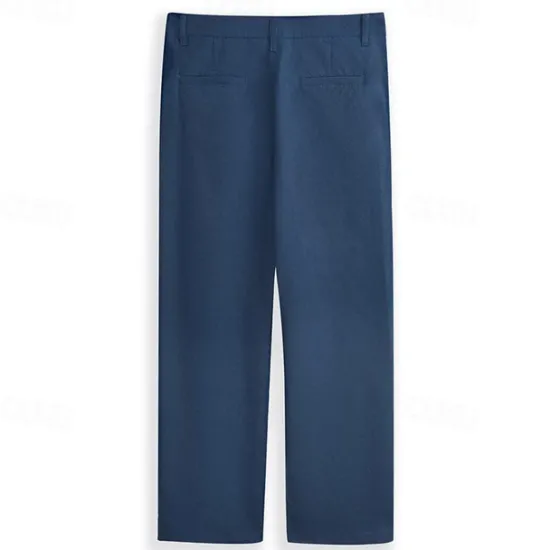 Discount OUKU Men's Dress Pants Linen Pants Trousers Summer Pants Beach Pants Front Pocket Straight Leg Plain Comfort Breathable Formal Business Holiday Fashion Basic Black White