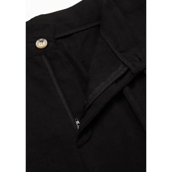 Clearance OUKU Men's Dress Pants Linen Pants Summer Pants Pleated Pants Front Pocket Straight Leg Plain Comfort Breathable Casual Daily Holiday Fashion Basic Black White